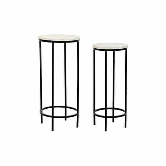 DKD Home Decor Komplet 2 majhnih mizic DKD Home Decor White Black 30,5 x 30,5 x 69 cm