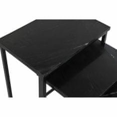 DKD Home Decor Komplet 3 majhnih mizic DKD Home Decor 40 x 26 x 65 cm Črna kovina Marmor