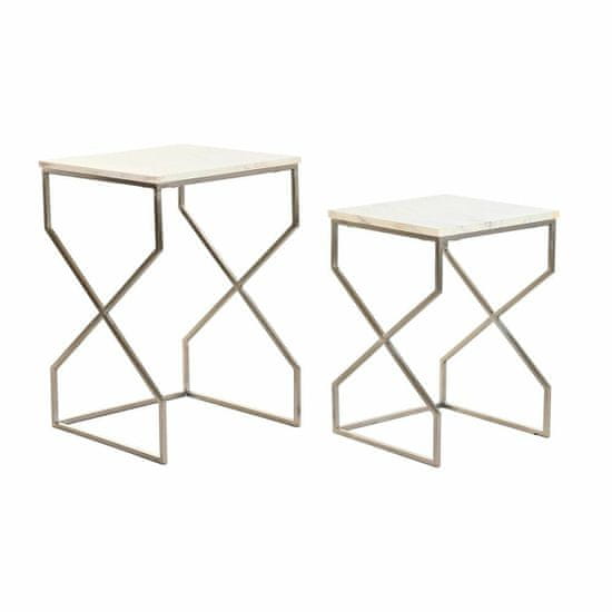 DKD Home Decor komplet 2 malih miz, kovina/marmor, 40 x 40 x 60.5 cm