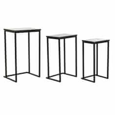 DKD Home Decor Komplet 3 majhnih mizic DKD Home Decor 40 x 26 x 65 cm Črna kovina Marmor