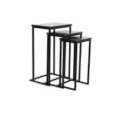 DKD Home Decor Komplet 3 majhnih mizic DKD Home Decor 40 x 26 x 65 cm Črna kovina Marmor