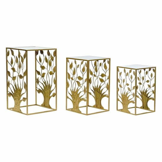 DKD Home Decor Komplet 3 majhnih mizic DKD Home Decor Golden 40 x 40 x 70 cm