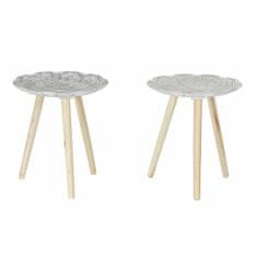 DKD Home Decor Stranska mizica DKD Home Decor White Beige Wood Fir MDF Wood 40 x 40 x 45 cm (2 enoti)