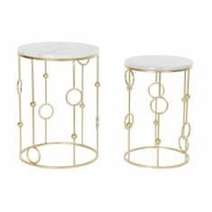 DKD Home Decor Komplet 2 majhnih mizic DKD Home Decor Golden Metal White Marble (40,5 x 40,5 x 55 cm) (2 kosa)