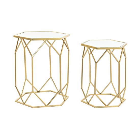 DKD Home Decor Komplet 2 majhnih mizic DKD Home Decor Golden 46 x 46 x 55 cm