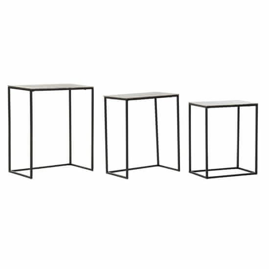 DKD Home Decor Komplet 3 majhnih mizic DKD Home Decor Black Silver 50,5 x 28,5 x 59 cm