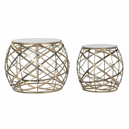DKD Home Decor Komplet 2 majhnih mizic DKD Home Decor Crystal Black Golden Metal Modern (60 x 60 x 45 cm) (2 kosa)