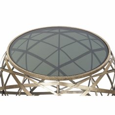 DKD Home Decor Komplet 2 majhnih mizic DKD Home Decor Crystal Black Golden Metal Modern (60 x 60 x 45 cm) (2 kosa)