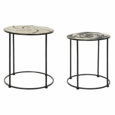 DKD Home Decor Komplet 2 majhnih mizic DKD Home Decor Natural Black Iron 46 x 46 x 51 cm