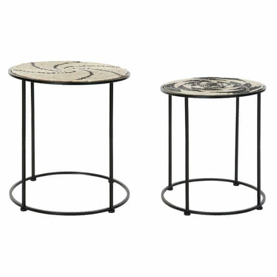DKD Home Decor Komplet 2 majhnih mizic DKD Home Decor Natural Black Iron 46 x 46 x 51 cm