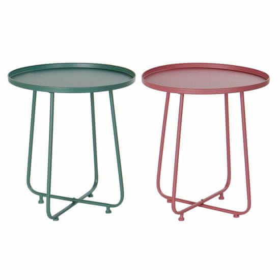 DKD Home Decor Stranska mizica DKD Home Decor Pink Metal Green (45 x 45 x 51 cm) (2 enoti)