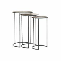 DKD Home Decor Komplet 3 majhnih mizic DKD Home Decor Black Natural 40 x 40 x 66 cm