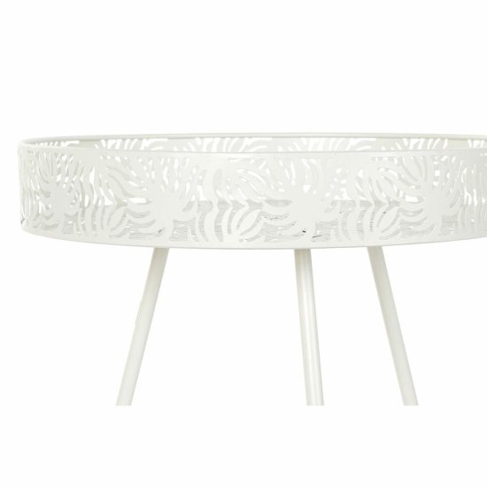 DKD Home Decor Stranska mizica DKD Home Decor Metal White Tropical List rastline (50 x 50 x 59 cm)