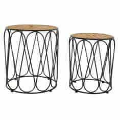 DKD Home Decor Komplet 2 majhnih mizic DKD Home Decor 46 x 46 x 52 cm Črna kovina Rjava bambus
