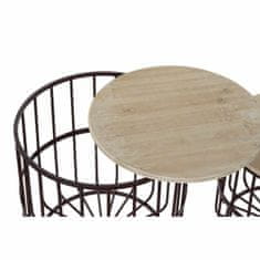 DKD Home Decor Garnitura 3 miz DKD Home Decor Brown Wood Metal Maroon (3 kosi) (40 x 40 x 45 cm)