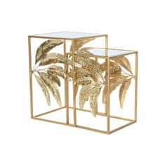 DKD Home Decor Garnitura 2 miz DKD Home Decor Mirror Golden Metal Tropical Leaf of a plant (40,5 x 40,5 x 61 cm)