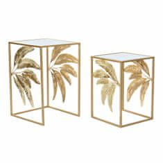 DKD Home Decor Garnitura 2 miz DKD Home Decor Mirror Golden Metal Tropical Leaf of a plant (40,5 x 40,5 x 61 cm)