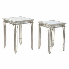 DKD Home Decor Stranska mizica DKD Home Decor Mirror Silver Metal (40 x 40 x 56 cm) (2 kosa) (35 x 35 x 51 cm)