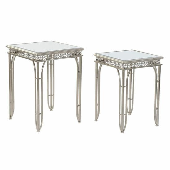 DKD Home Decor Stranska mizica DKD Home Decor Mirror Silver Metal (40 x 40 x 56 cm) (2 kosa) (35 x 35 x 51 cm)