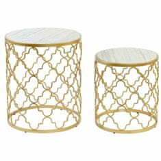 DKD Home Decor Stranska mizica DKD Home Decor Silver Metal White Marble (48 x 48 x 57 cm) (2 kosa) (40 x 40 x 46 cm)