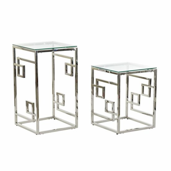 DKD Home Decor Stranska mizica DKD Home Decor Crystal Silver Metal (45 x 45 x 80 cm) (2 kosa)