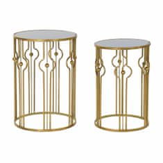 DKD Home Decor Stranska mizica DKD Home Decor Zrcalo črna kovina svetlo bakrena (39 x 39 x 55 cm) (2 kosa)