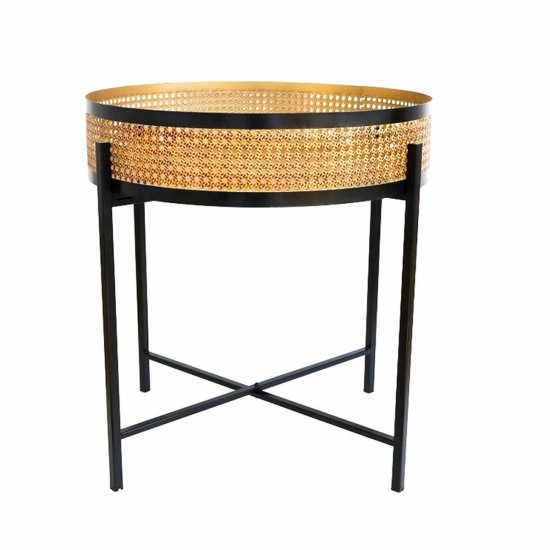 DKD Home Decor Stranska mizica DKD Home Decor Black Golden Metal 60 x 60 x 60 cm
