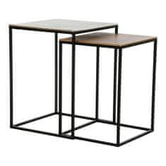 DKD Home Decor Stranska mizica DKD Home Decor črna aluminij srebrna (2 kosa)