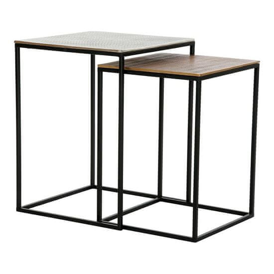 DKD Home Decor Stranska mizica DKD Home Decor črna aluminij srebrna (2 kosa)