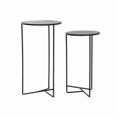 DKD Home Decor Garnitura 2 miz DKD Home Decor Black Metal Crystal Plastic 38 x 38 x 70 cm