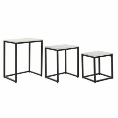 DKD Home Decor Komplet 3 miz DKD Home Decor Bela Črna 50 x 35 x 60,5 cm