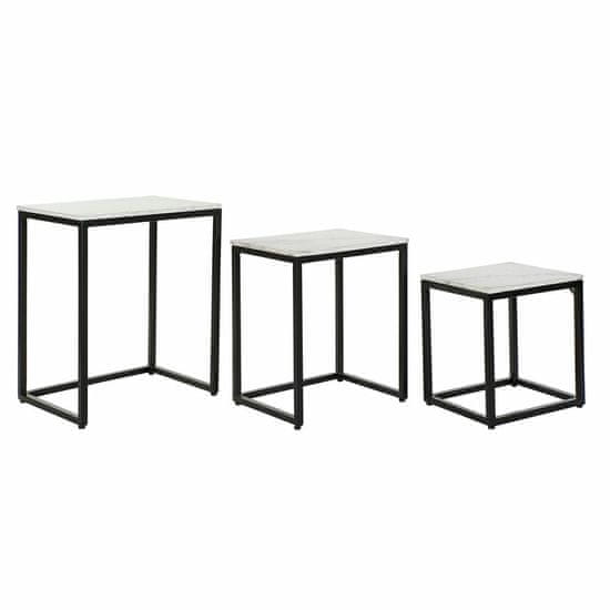 DKD Home Decor Komplet 3 miz DKD Home Decor Bela Črna 50 x 35 x 60,5 cm