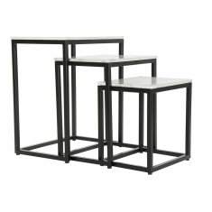 DKD Home Decor Komplet 3 miz DKD Home Decor Bela Črna 50 x 35 x 60,5 cm
