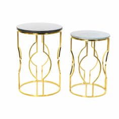 DKD Home Decor Komplet 2 miz DKD Home Decor Black Golden Metal Marble (40 x 40 x 62 cm) (2 enoti)