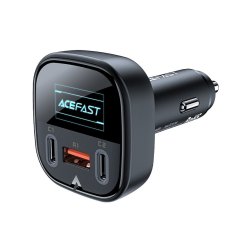 AceFast Avtomobilski polnilec z zaslonom 2x USB-C 1x USB 101W Power Delivery QC 4.0 črn