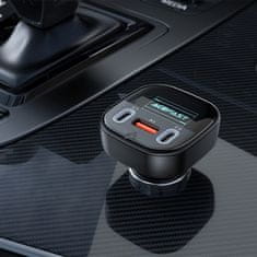 AceFast Avtomobilski polnilnik z zaslonom 2x USB-C 1x USB 101 W Power Delivery QC 4.0 črn
