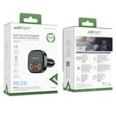 AceFast Avtomobilski polnilnik z zaslonom 2x USB-C 1x USB 101 W Power Delivery QC 4.0 črn