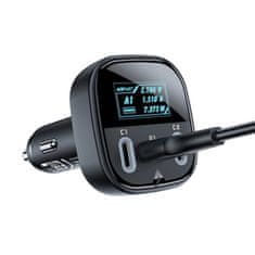 AceFast Avtomobilski polnilnik z zaslonom 2x USB-C 1x USB 101 W Power Delivery QC 4.0 črn