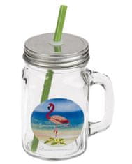 Toro MASONSKI KOZAREC S POKROVOM IN SLAMICO, 450 ML, FLAMINGO