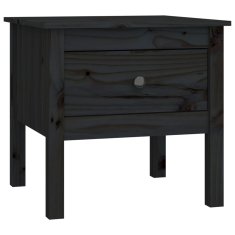 Vidaxl Stranska mizica črna 50x50x49 cm trdna borovina