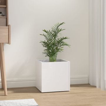Vidaxl vidaXL Cvetlični lonec, sijajno bel, 40x40x40 cm, material na osnovi lesa