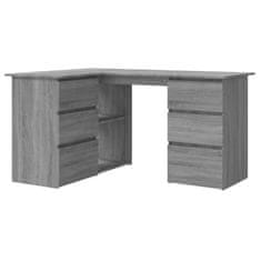 Vidaxl Kotna miza siva sonoma 145x100x76 cm konstruiran les