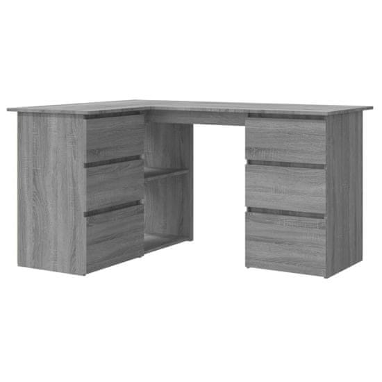 Vidaxl Kotna miza siva sonoma 145x100x76 cm konstruiran les