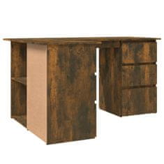 Vidaxl Kotna pisalna miza dimljeni hrast 145x100x76 cm konstruiran les