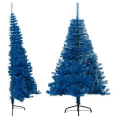 shumee vidaXL Umetna polovična novoletna jelka s stojalom modra 120 cm PVC