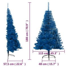 Vidaxl Umetna polovična novoletna jelka s stojalom modra 180 cm PVC