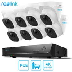 Reolink RLK16-800D8-A varnostni komplet, 4TB HDD, 8x IP kamera D800, zaznavanje oseb, 4K UHD, IR LED, IP66