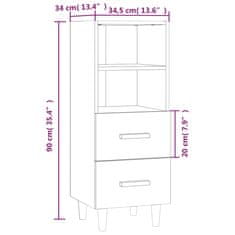 Greatstore Komoda rjavi hrast 34,5x34x90 cm konstruiran les