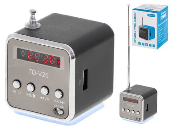 Ikonka Aga Polnilni prenosni radio Bluetooth LCD zvočnik TD-V26