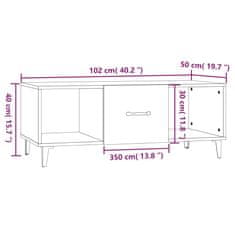 Vidaxl Klubska mizica visok sijaj bela 102x50x40 cm konstruiran les